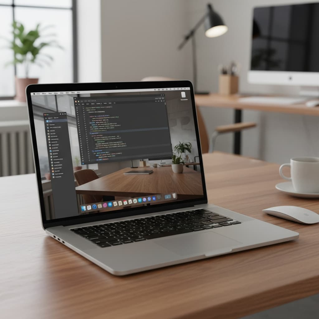 A macbook pro emulated on a macbook pro, running vs code