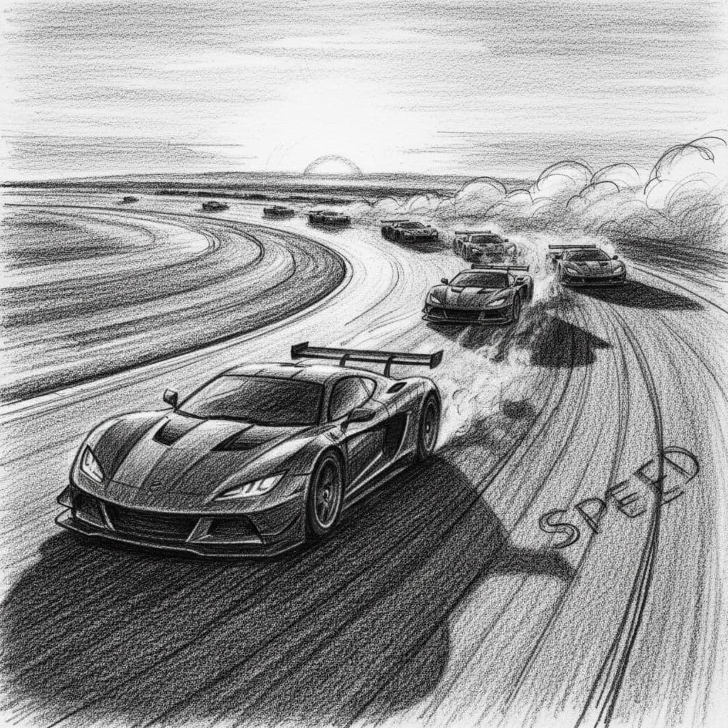 Some cars racing