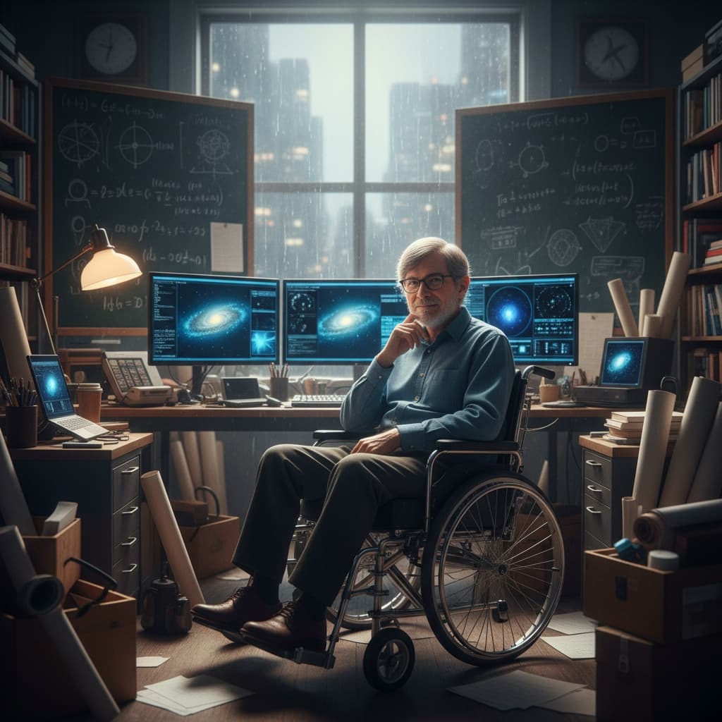Stephan Howking in his chaire and office  - image by Instastock
