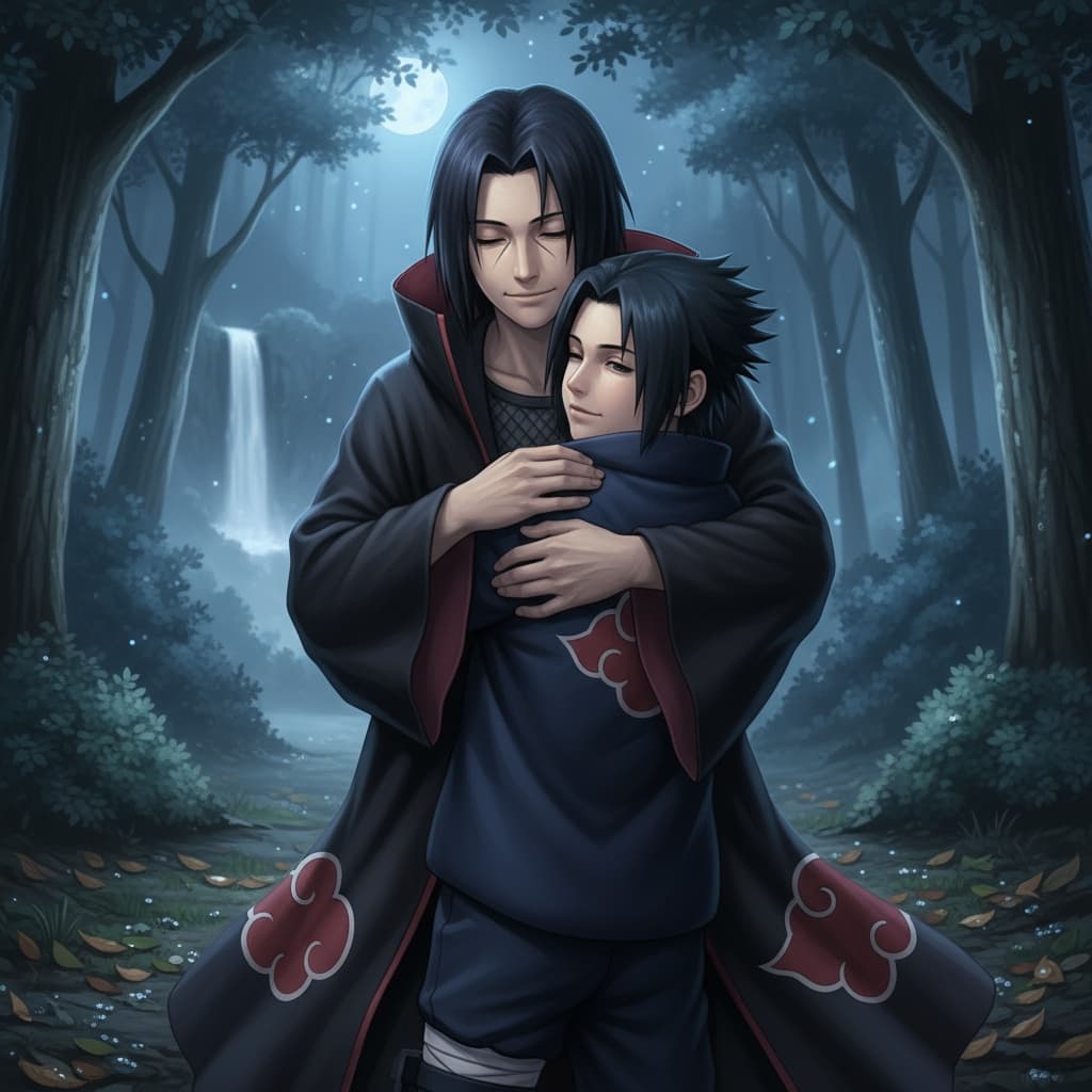 Itachi UCHIA hugging brother Sasuke UCHIA  - image by Instastock