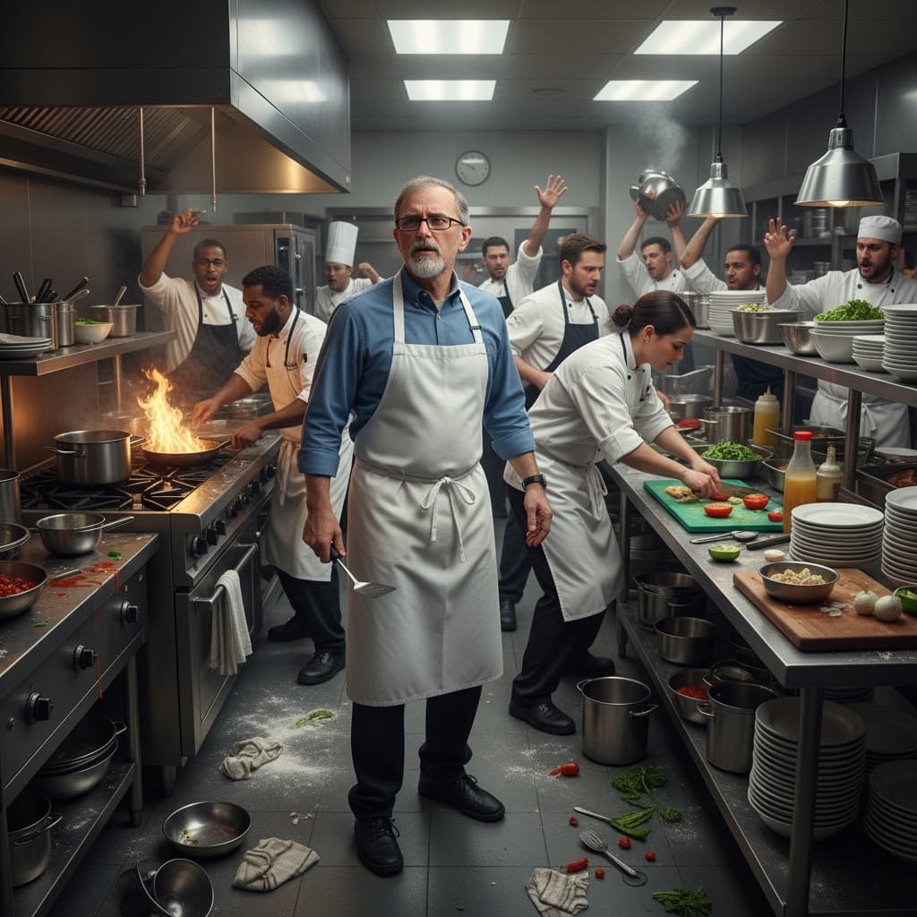 Add this man to a kitchen with too many cooks and chaos - image by Instastock