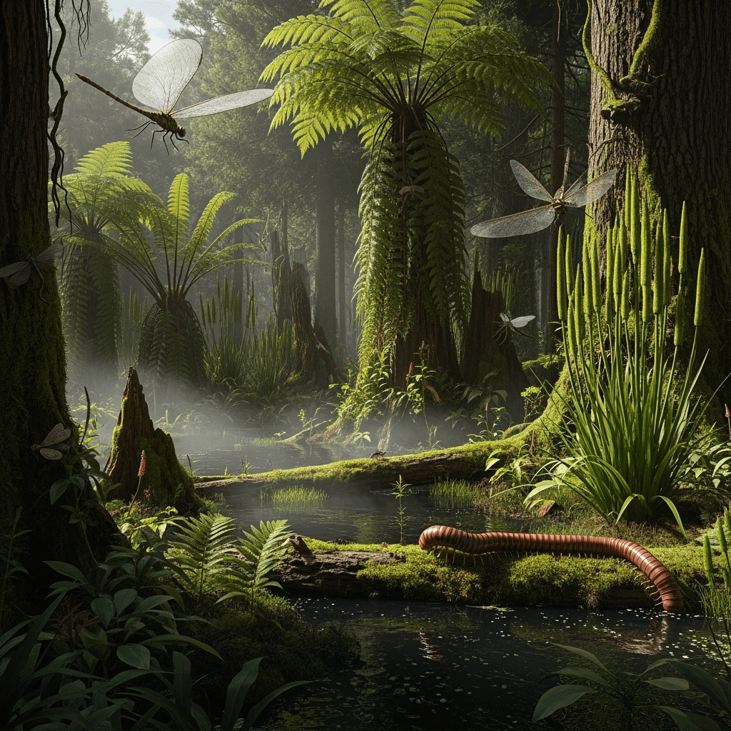 A scene on Earth during the Carboniferous period