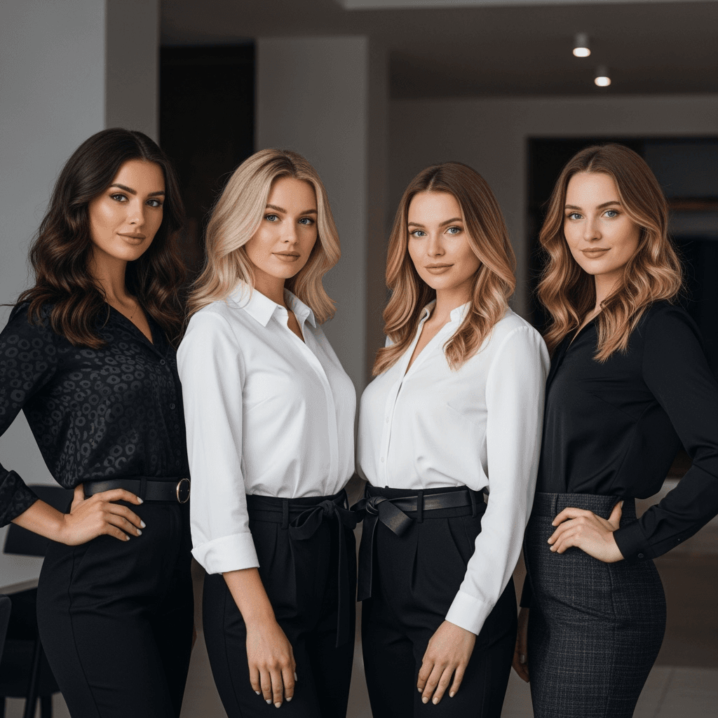 
Almost ready...
Four attractive women with various hair colors (dark brown, blonde, light brown)