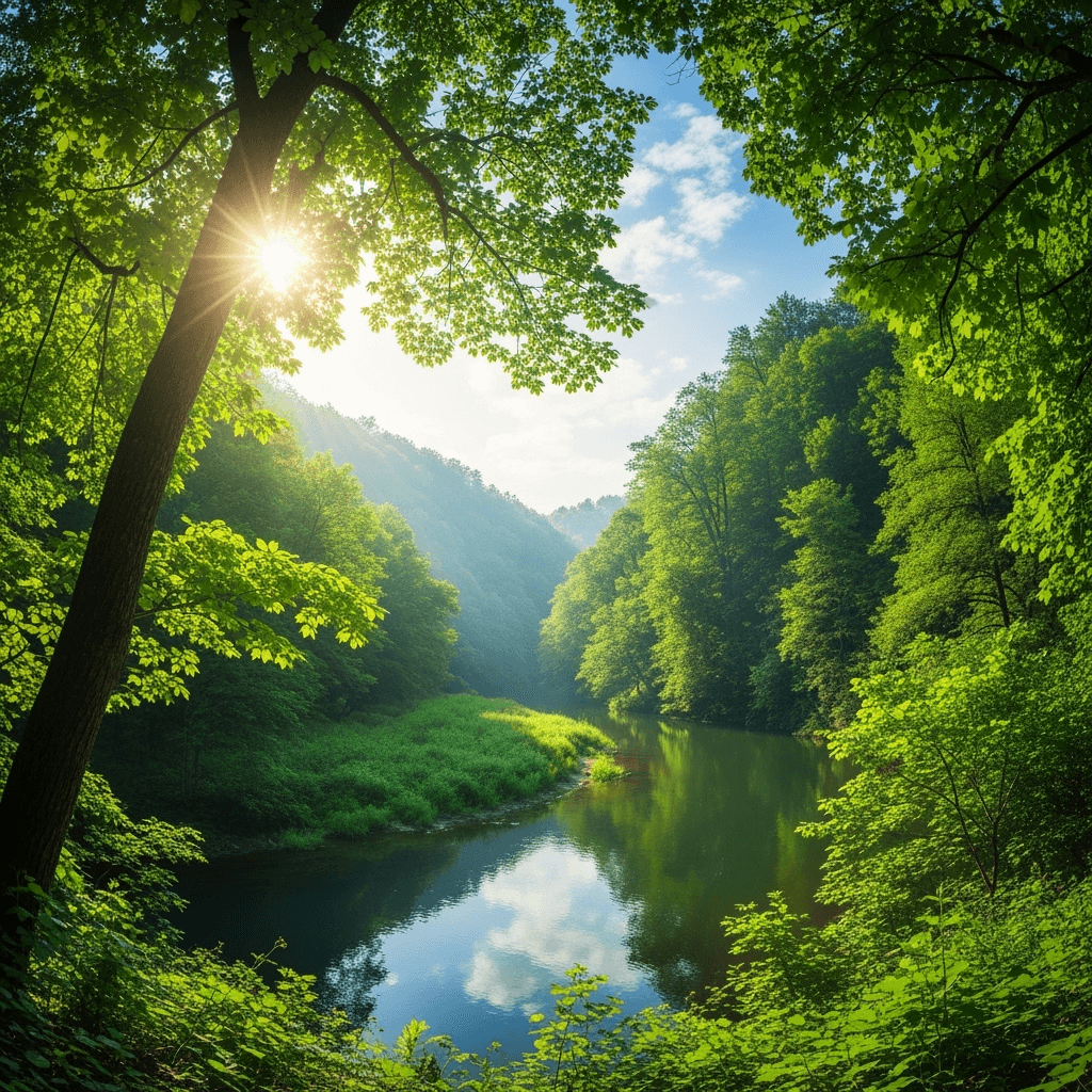 A lush landscape. Must look like a photo.