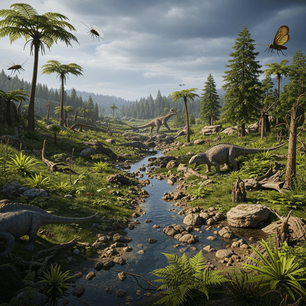A scene on Earth during the Permian period