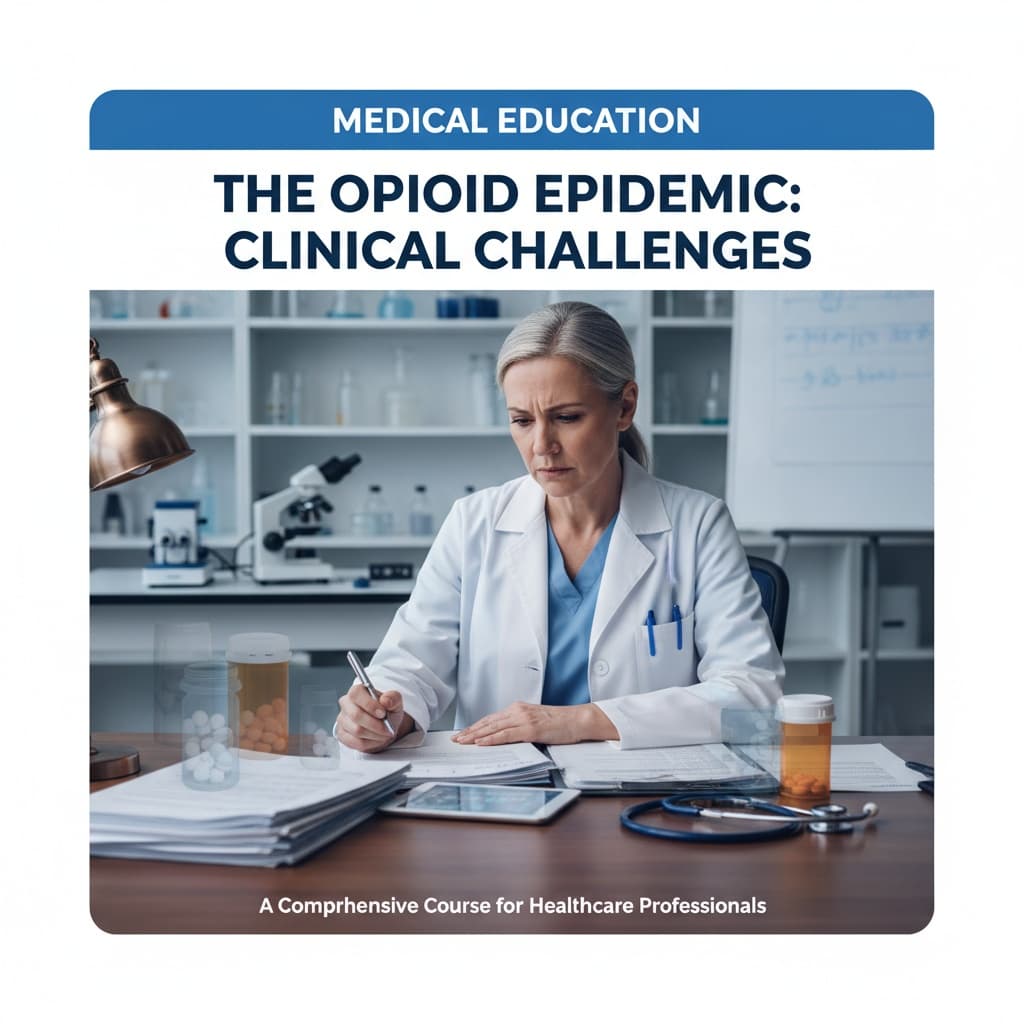 A good image for a course card for a education course on the topic of opiod epidemic for healthcare professionals