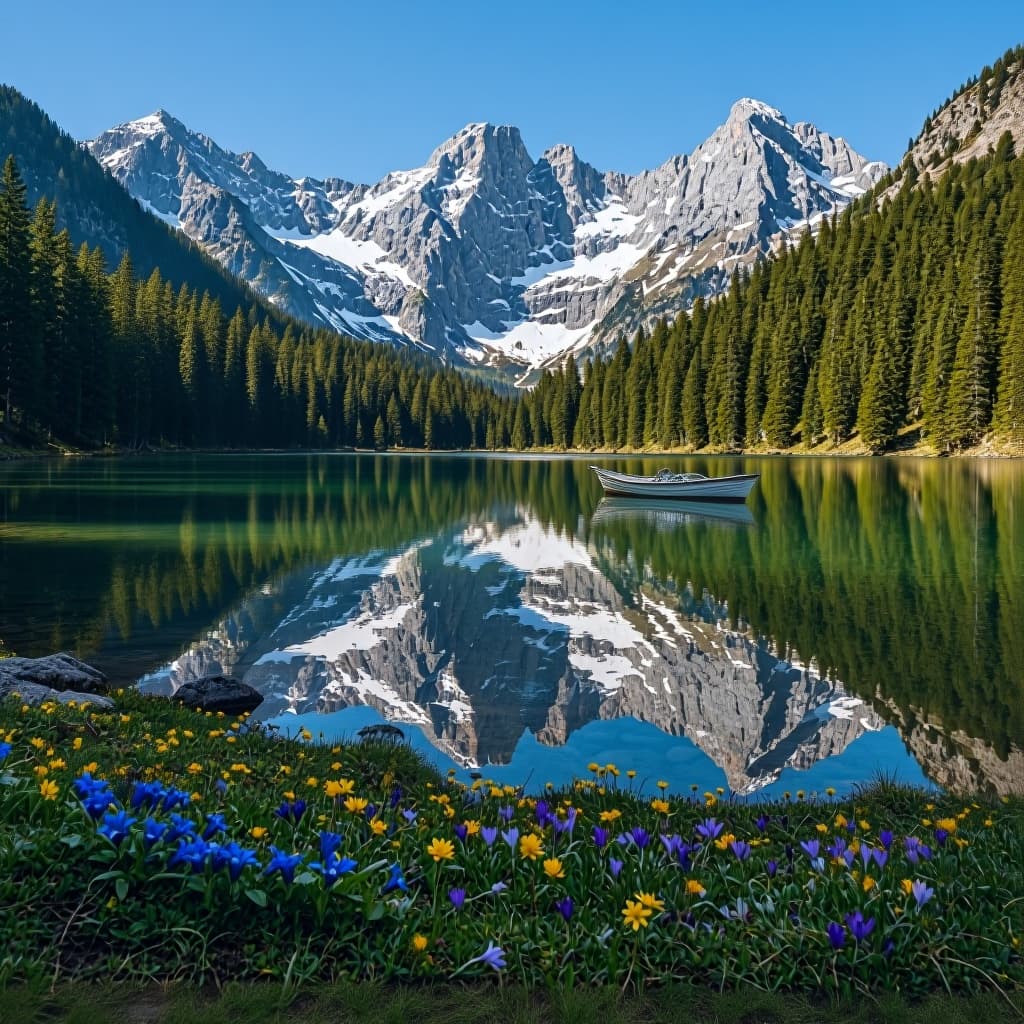 Please edit the image by adding a boat. Must be in a photorealistic style