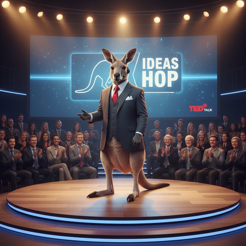 A kangaroo giving a ted talk