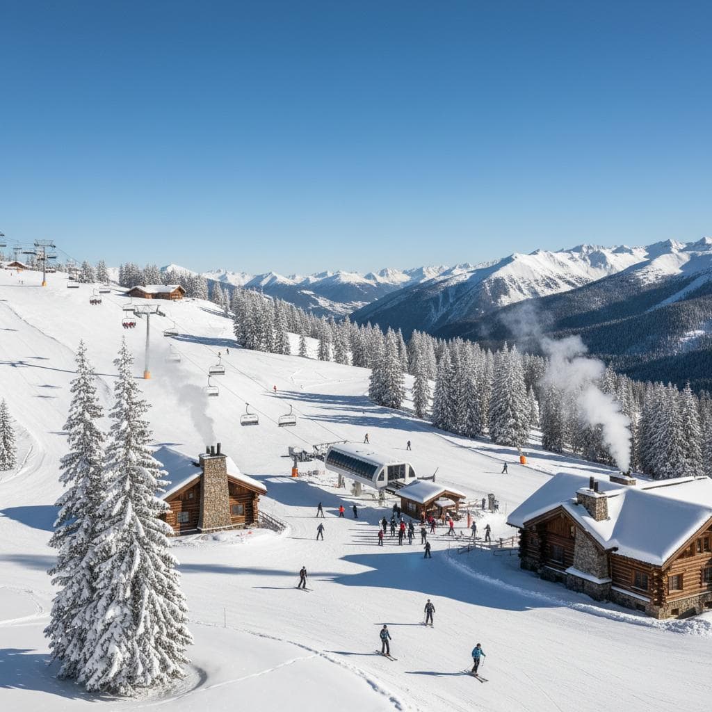 A snowy ski resort