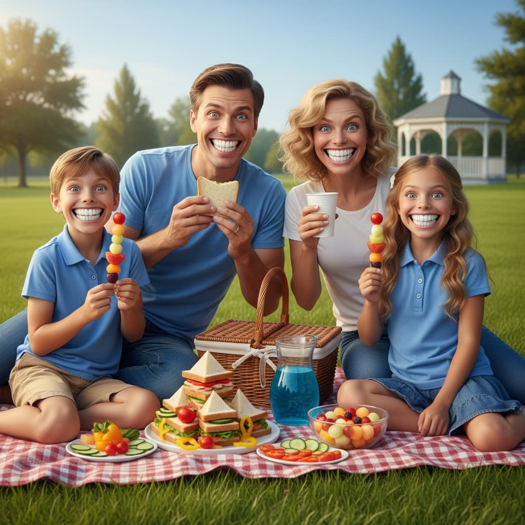 Fake family picnic