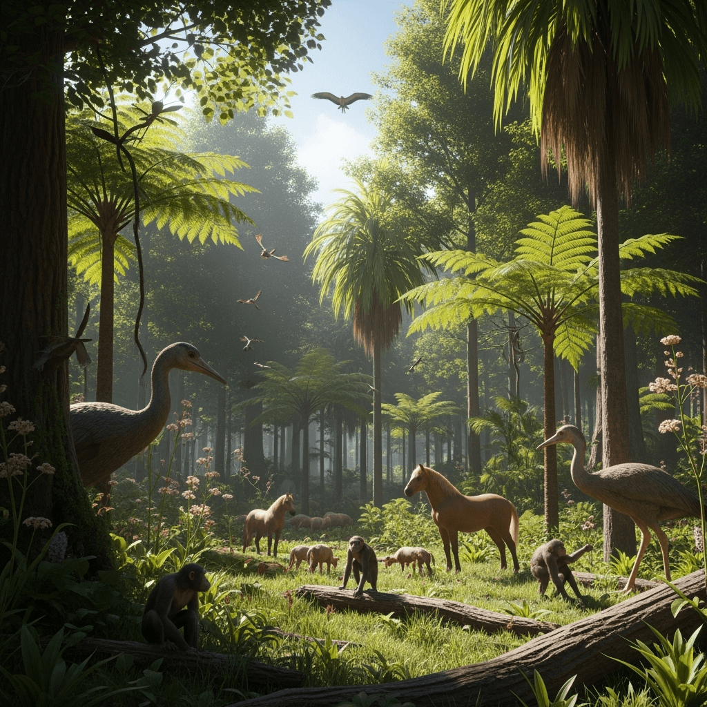 A scene on Earth during the Paleogene period