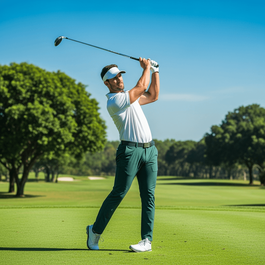 Playing golf