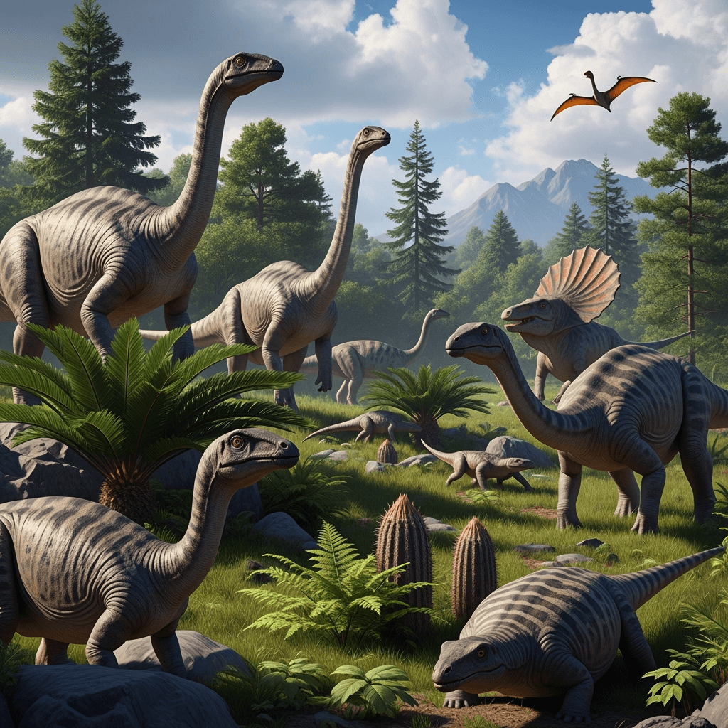 A scene on Earth during the Triassic period