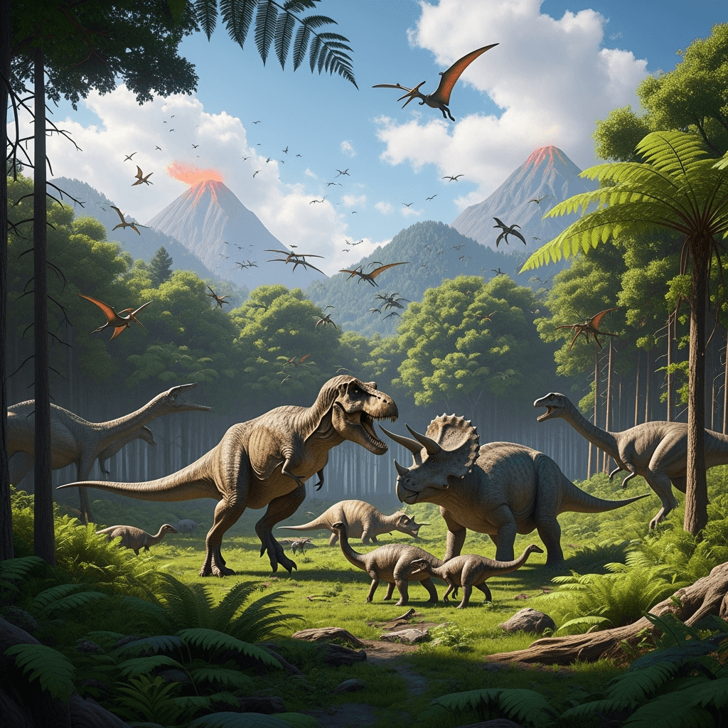 A scene on Earth during the Cretaceous period