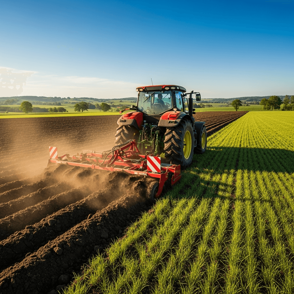 A tractor working