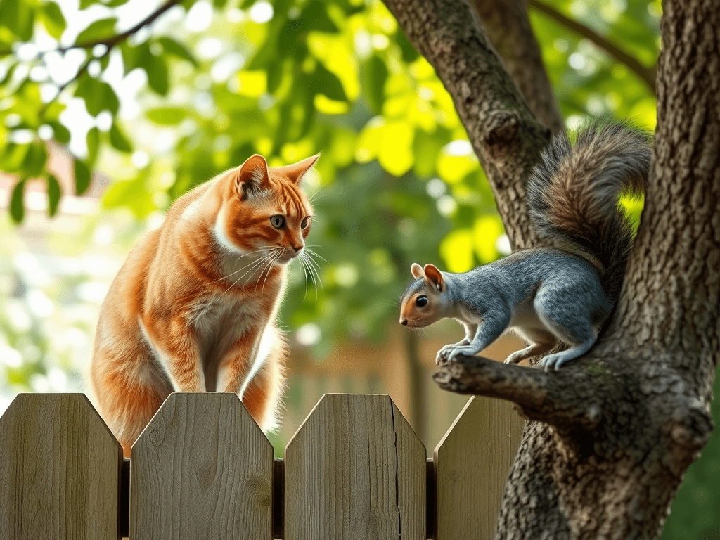 cat with squirrel