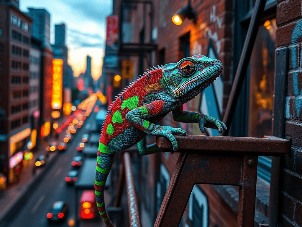 chameleon in urban environment