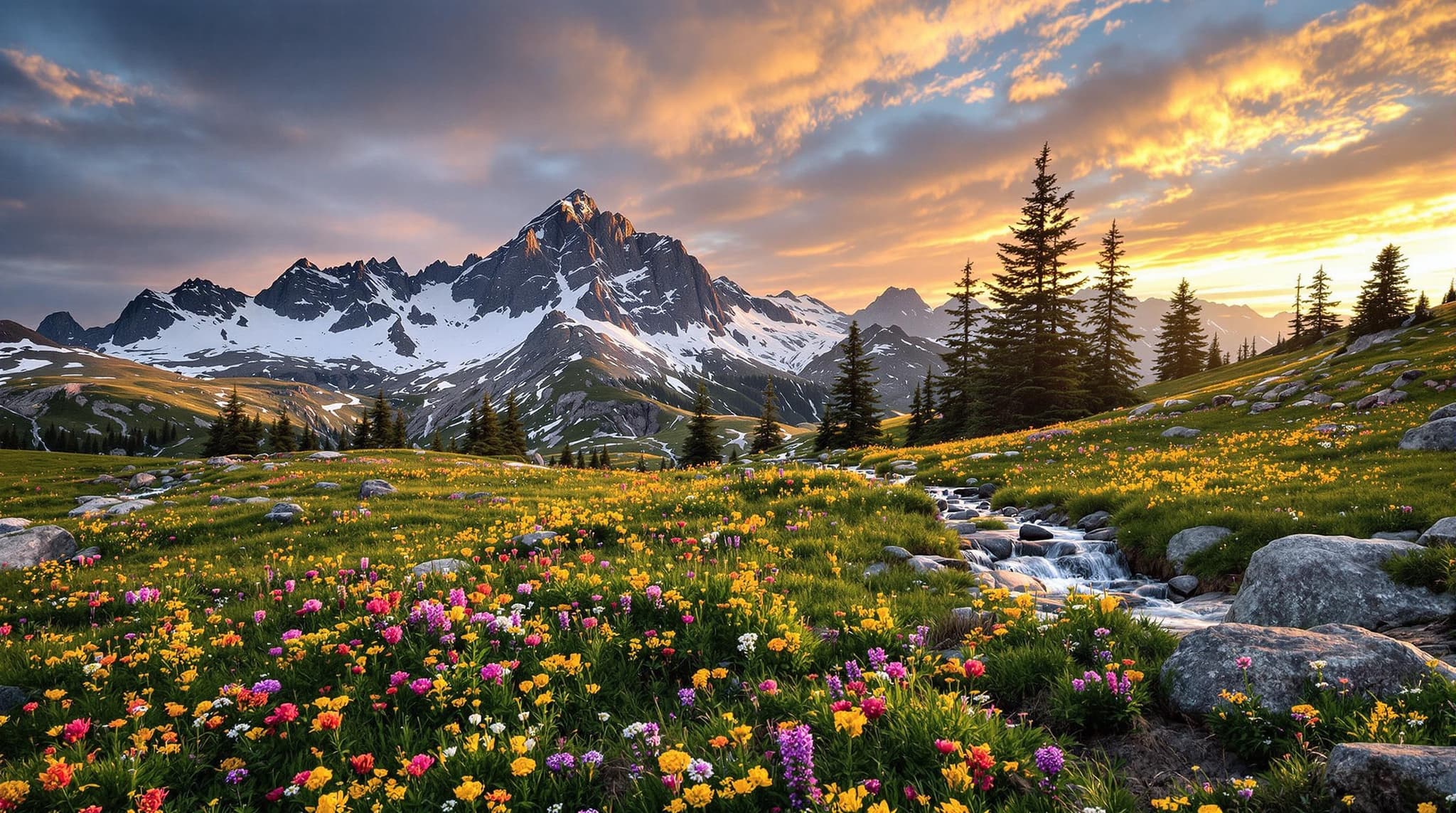 A lush alpine landscape 