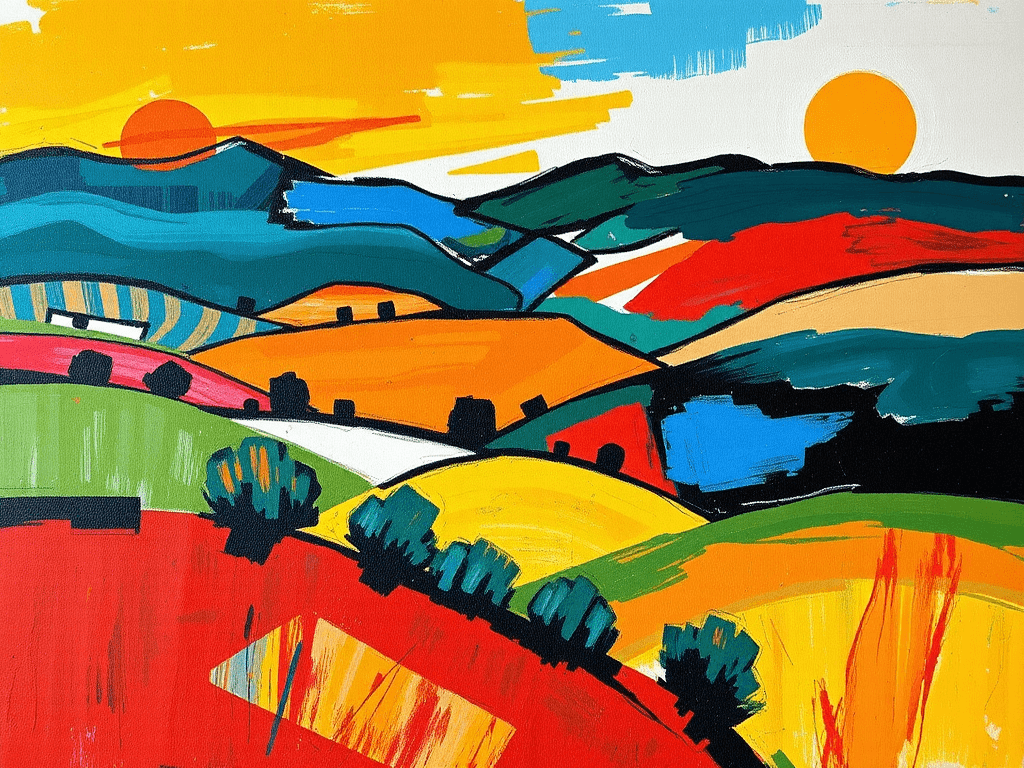 landscape painting in an abstract style