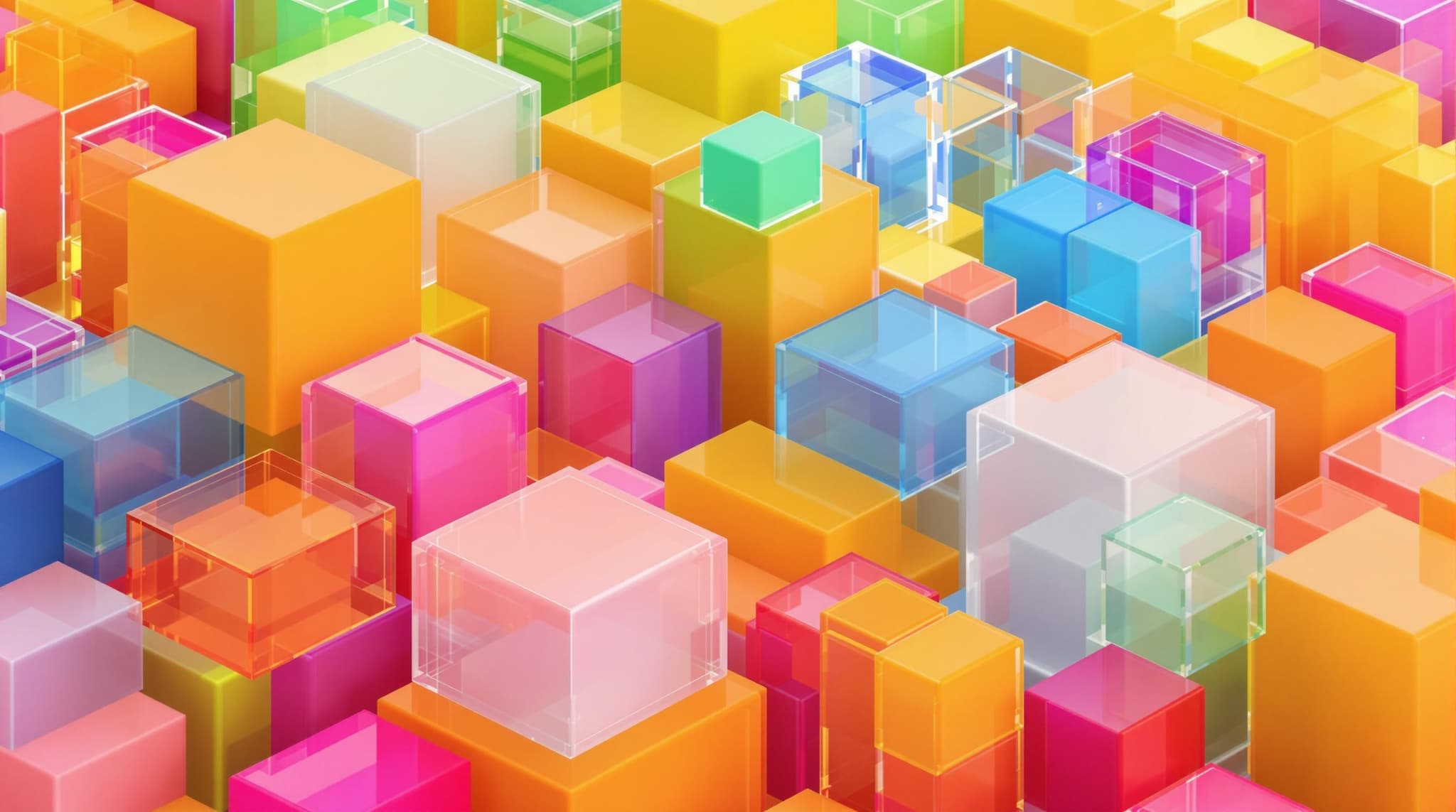 3D cubes layered in a vibrant color arrangement for graphic design.