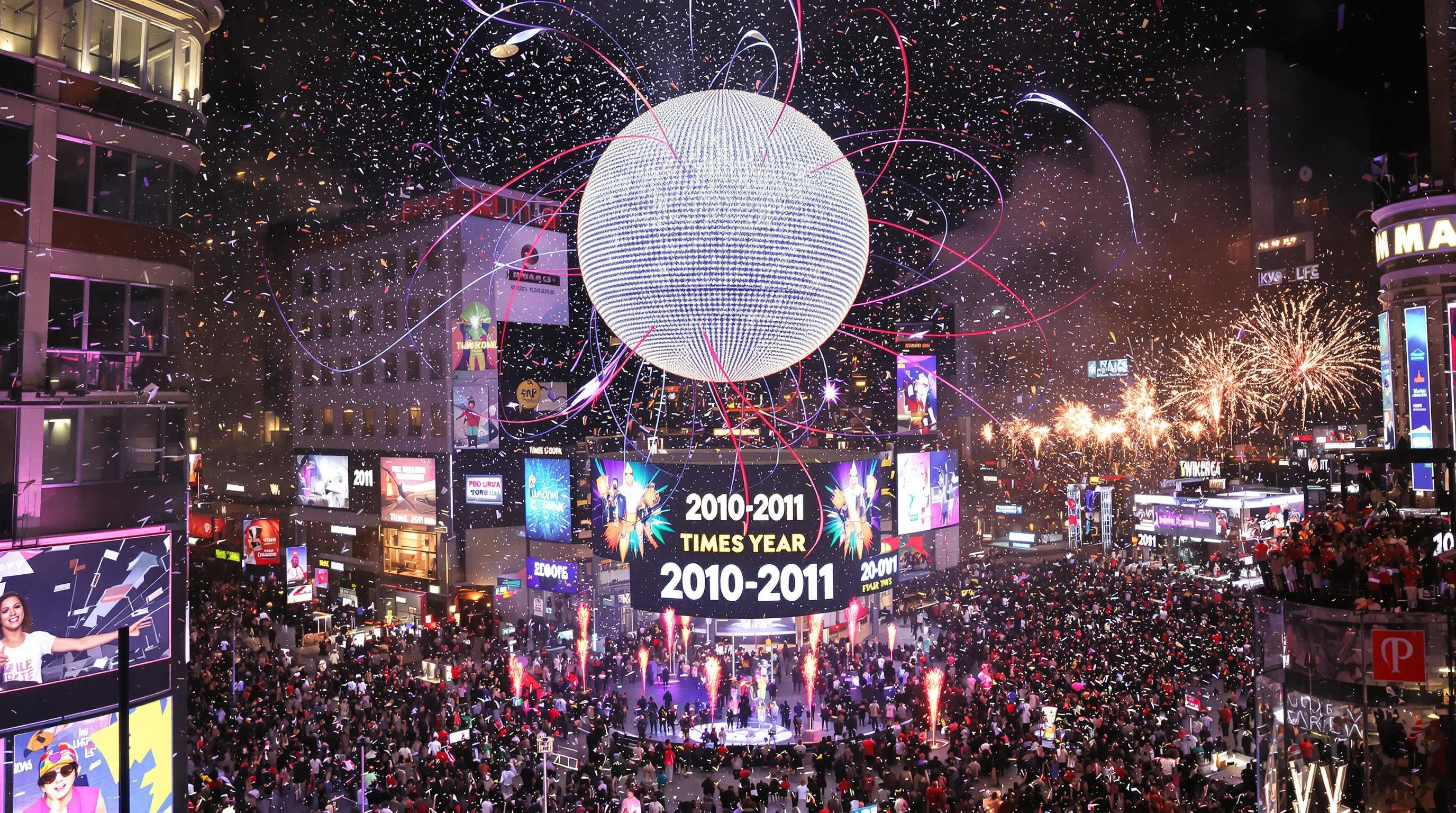 Times Square Ball Drop New Year's Eve Countdown to 2010-2011 ball drop ringing in the new year 