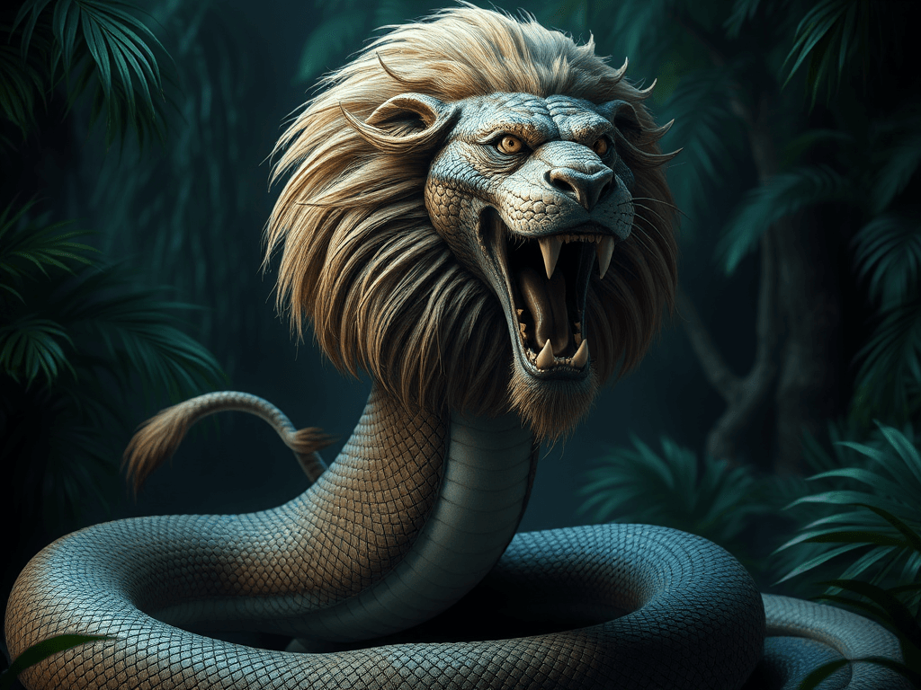 A snake with a lion head