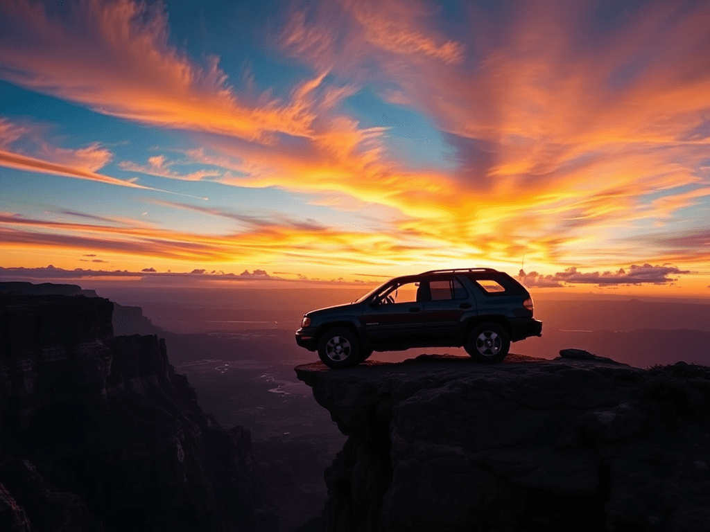 pontiac aztec on cliff