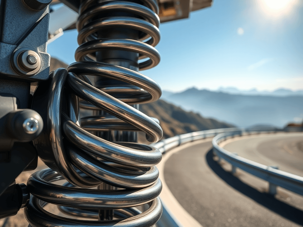 multileaf automobile spring of heavy truck on high road
