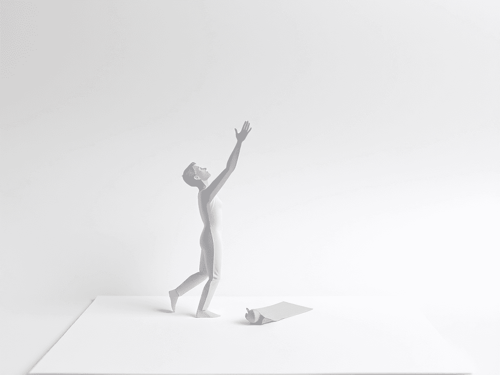 a cutout of a person helping another cut out person up out of paper with arms and hands reaching 