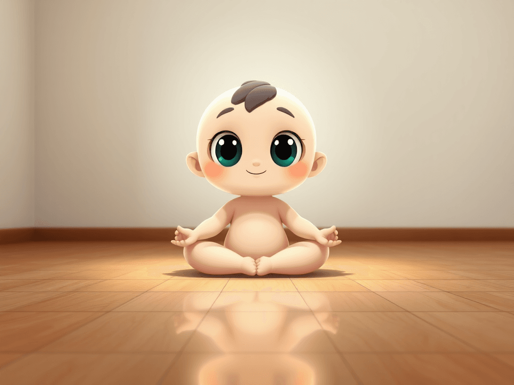 catroon character sitting crossed legged on the floor meditating 