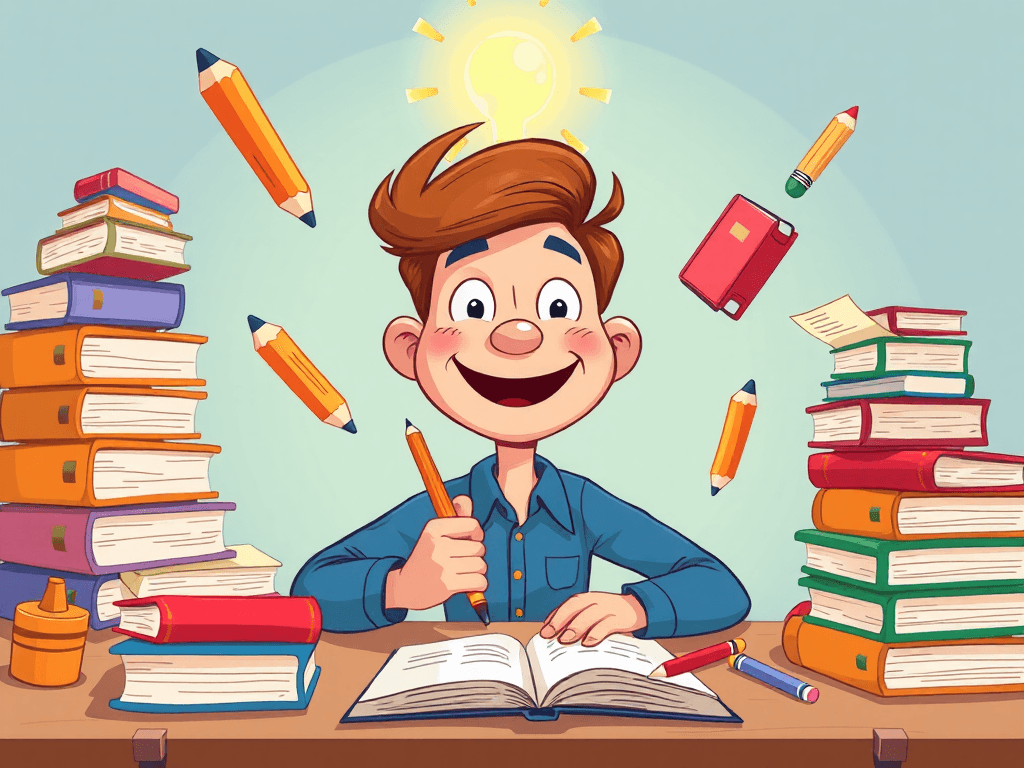 fun, simple cartoon of a human writer