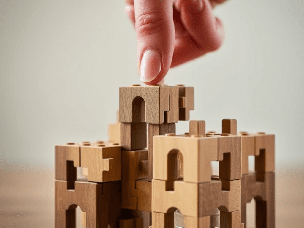 hand putting pieces together blocks what is already working 