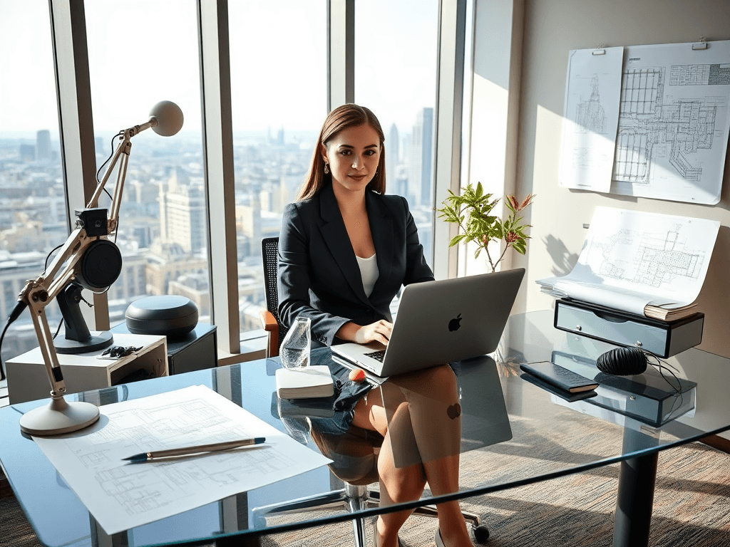 a woman working