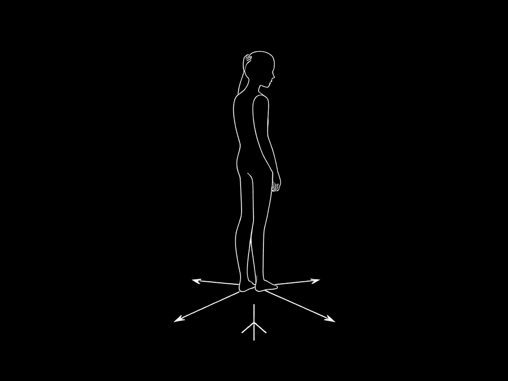 A outline of a person standing scratching their head going out from their feet and the end of the arrow spreading out in 5 different directions 