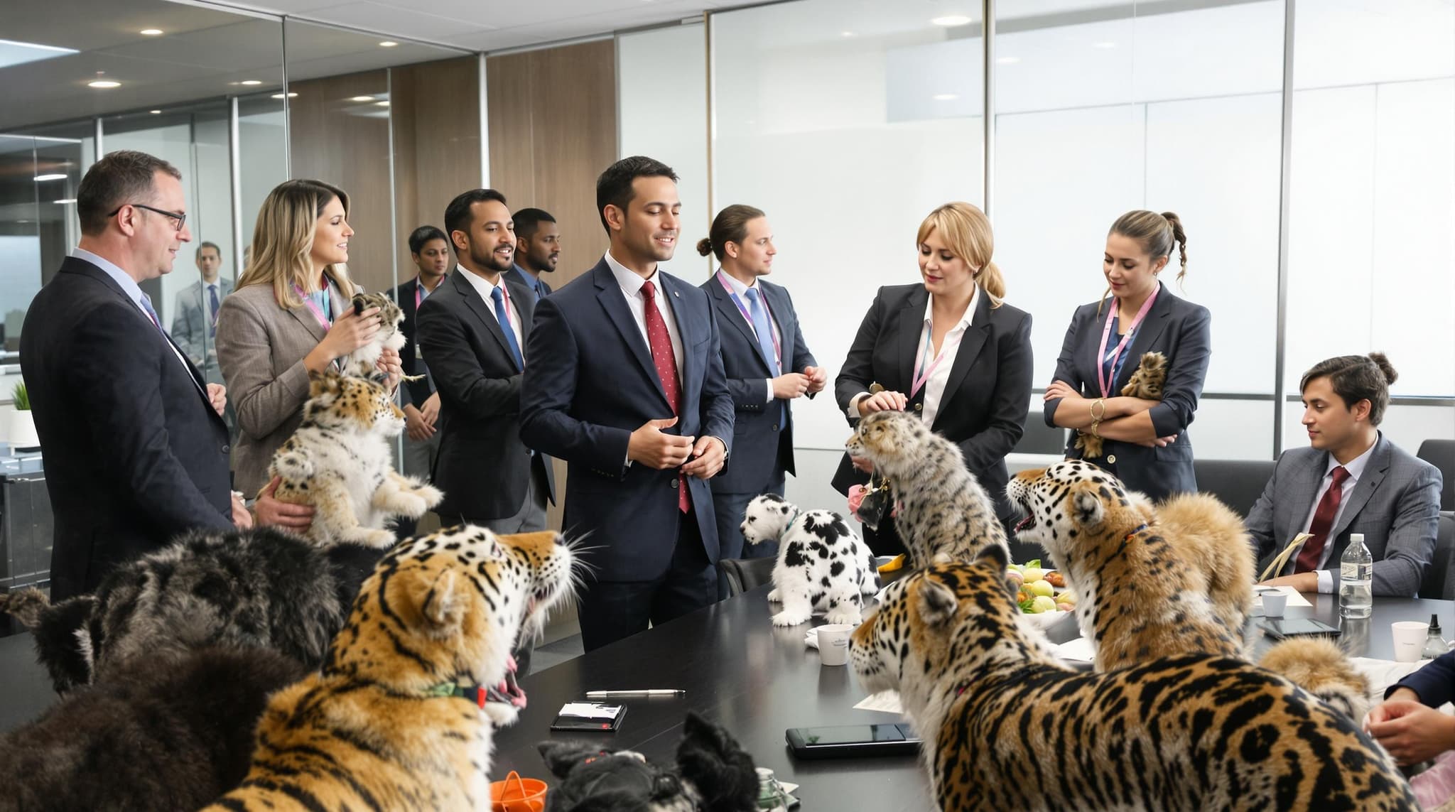 Corporate training animal handlers small group