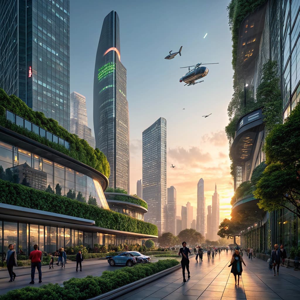 A cityscape in the year 2030