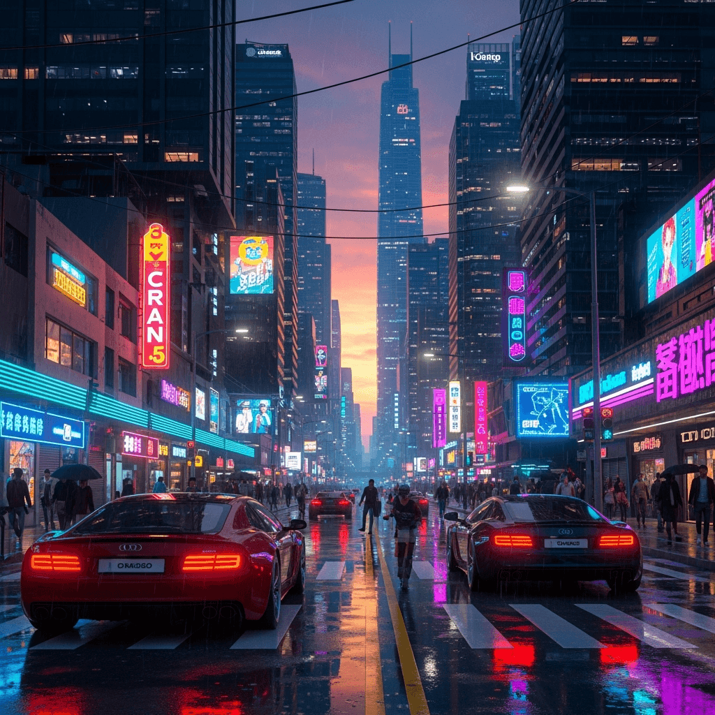 vibrant cityscape