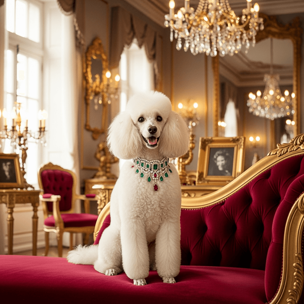 Poodle in a Luxury Setting (Elegant, Commercial)