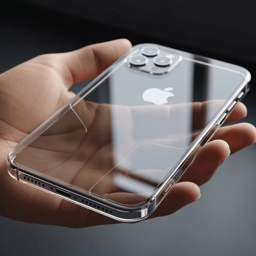 Holding an iphone made of glass