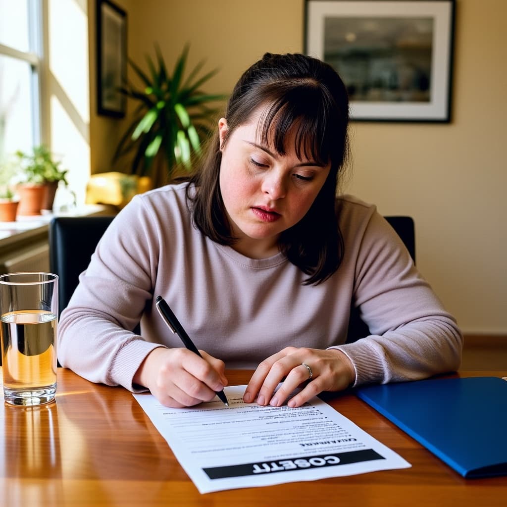 Please edit the image by...taking away the women helping her. Must be in a photorealistic style