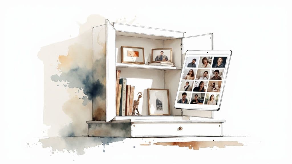 A high-angle shot of a person's hands typing on a laptop with various colourful sticky notes around it, illustrating a creative project in progress.