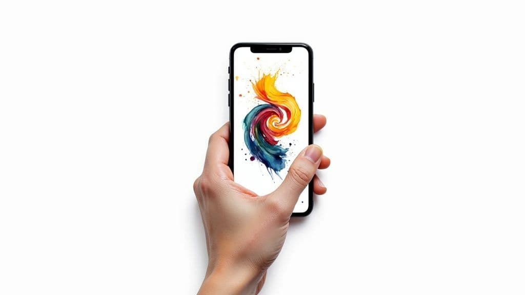 Abstract animated image with colourful swirls and glowing particles.