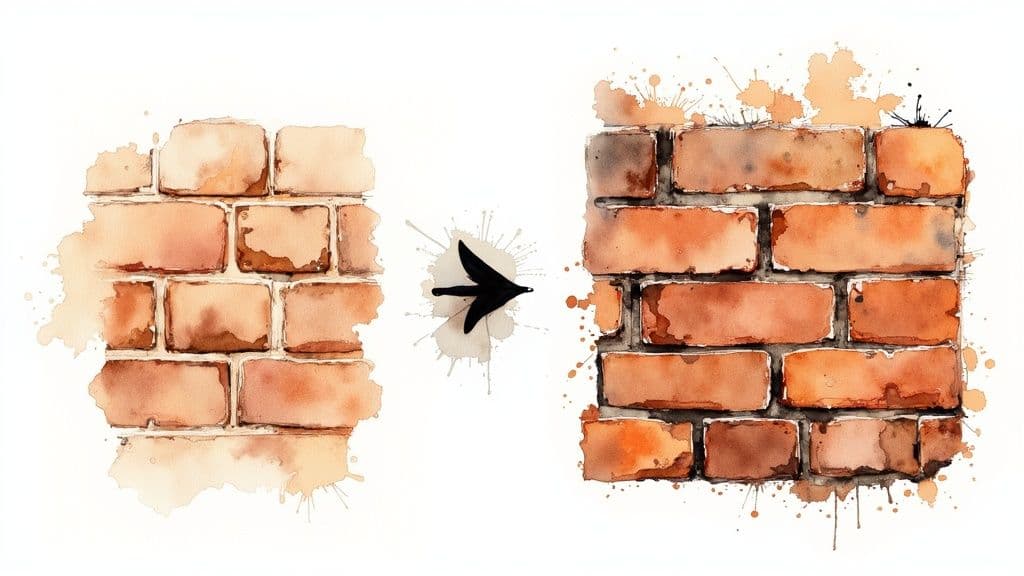 Close-up of a high-resolution, seamless brick texture