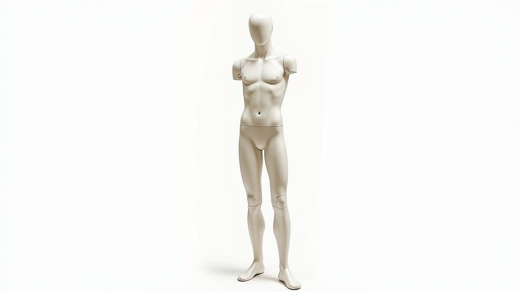 A digital illustration of a stylised human figure, representing an AI-generated body outline template.