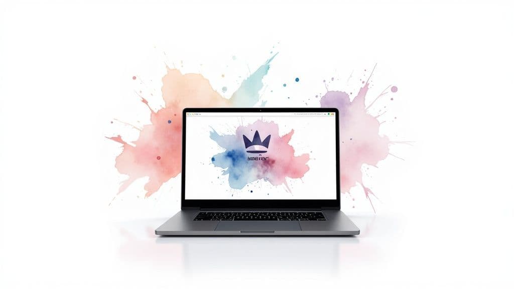 A person using a futuristic interface to manipulate colourful, swirling digital art on a large screen.