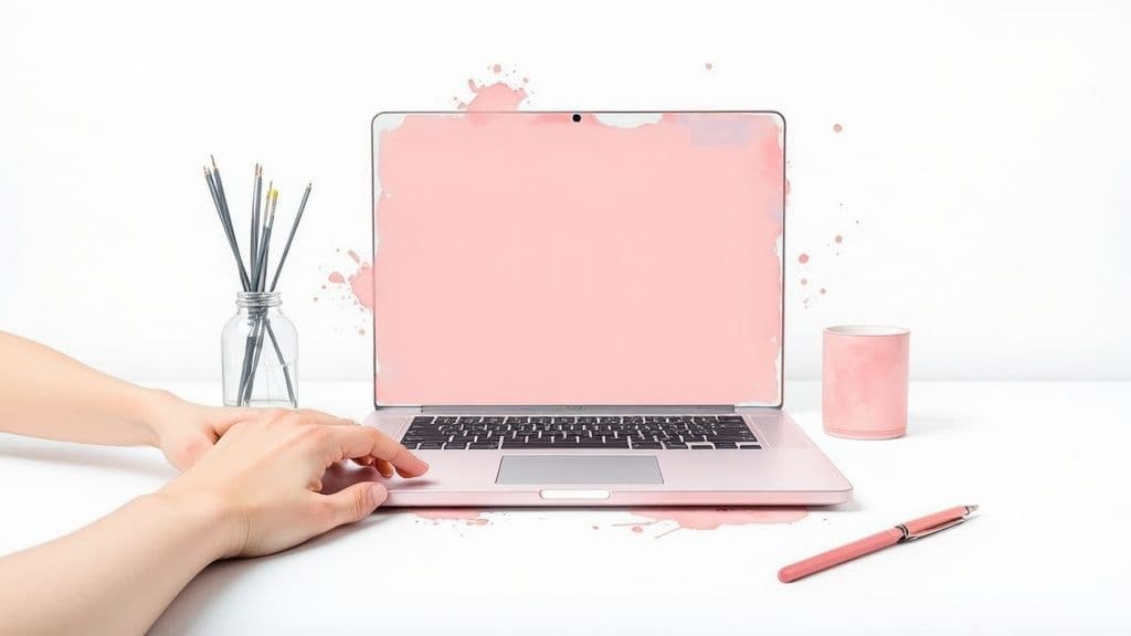 A simple, clean pastel pink background with a soft, uniform texture.