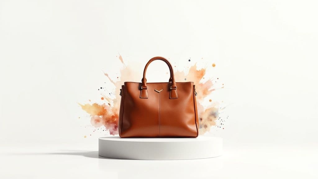 A professional product photography setup with a camera, lights, and backdrop