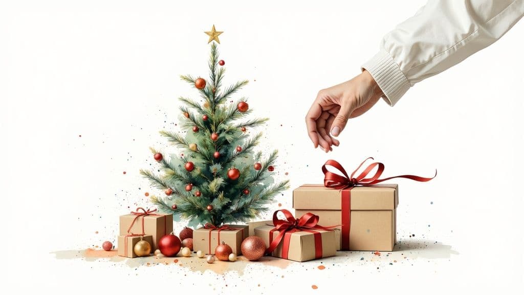 An AI-generated image showing a beautifully decorated Christmas scene, implying refinement and final touches.