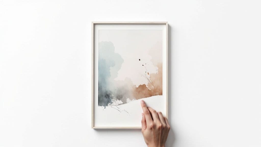 A vector graphic of a camera and photo being edited on a computer screen, representing the concept of cropping in Illustrator.