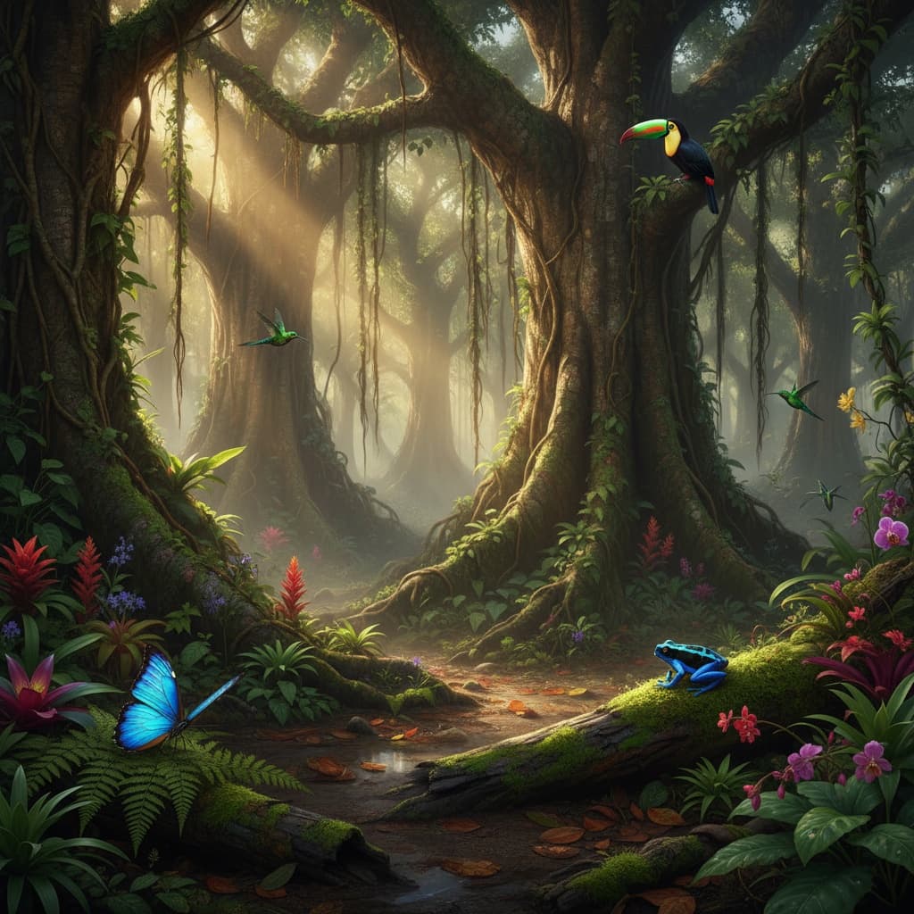 Photorealistic Rainforest Scene Stock Image